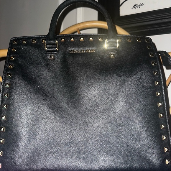 Michael Kors Black Satchel with Gold Accents - Picture 2 of 4